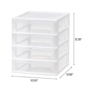 IRIS 4 Drawer Desktop Unit in White and Clear